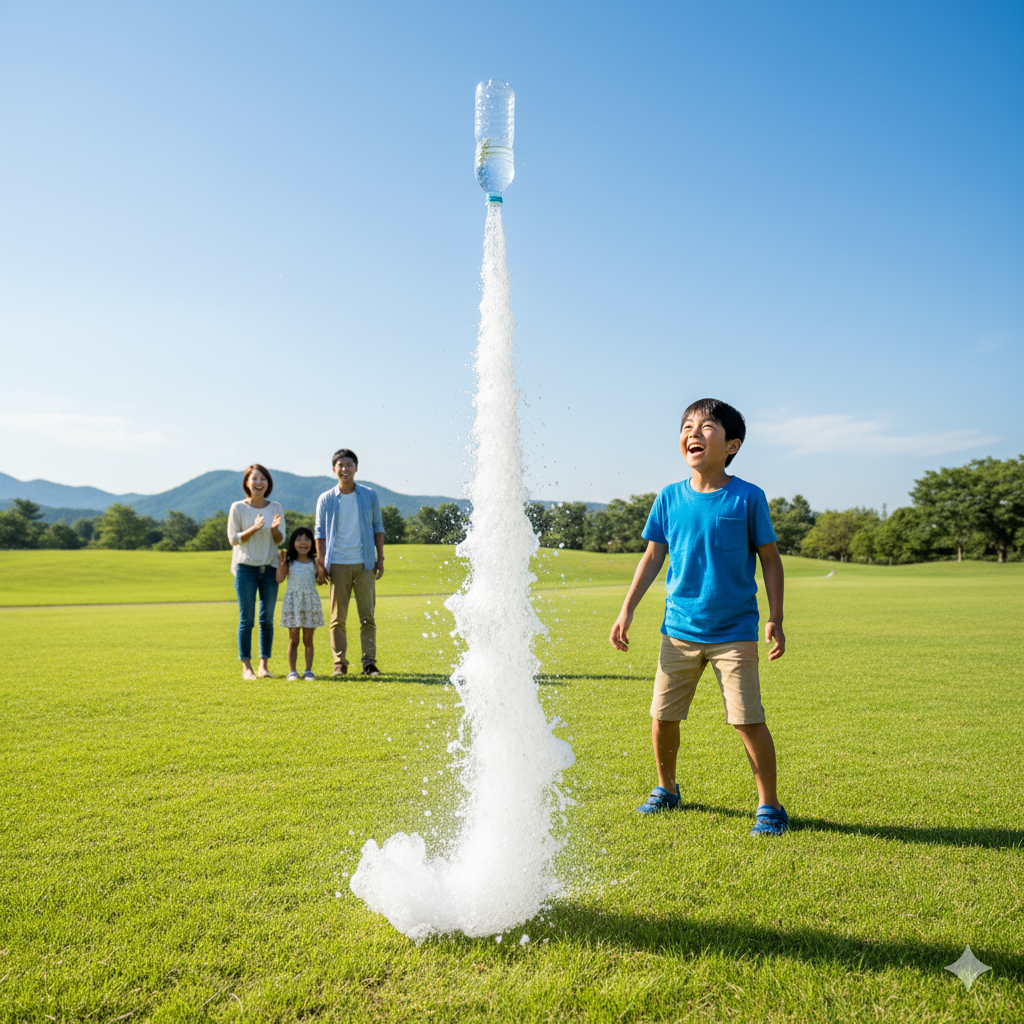 ペットボトルロケットの打ち上げ体験
