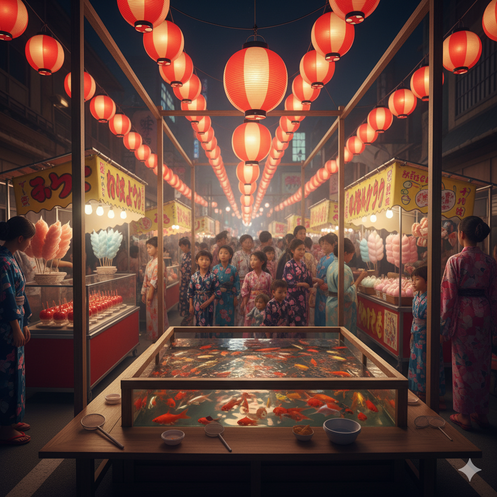 夏祭りと金魚すくい